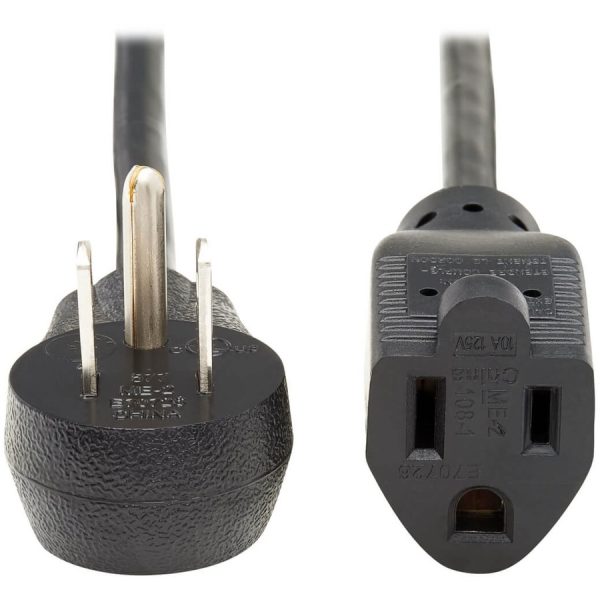 Eaton Tripp Lite Series Power Extension Cord, Right-Angle NEMA 5-15P to NEMA 5-15R - 10A, 120V, 18 AWG, 15 ft. (4.57 m), Black