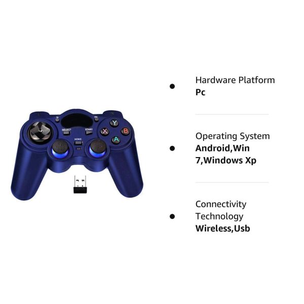 USB Wireless Gaming Controller Gamepad for PC Laptop Computer(Windows XP 7 8 10) & PS3 & Android & Steam (Blue) - Image 6