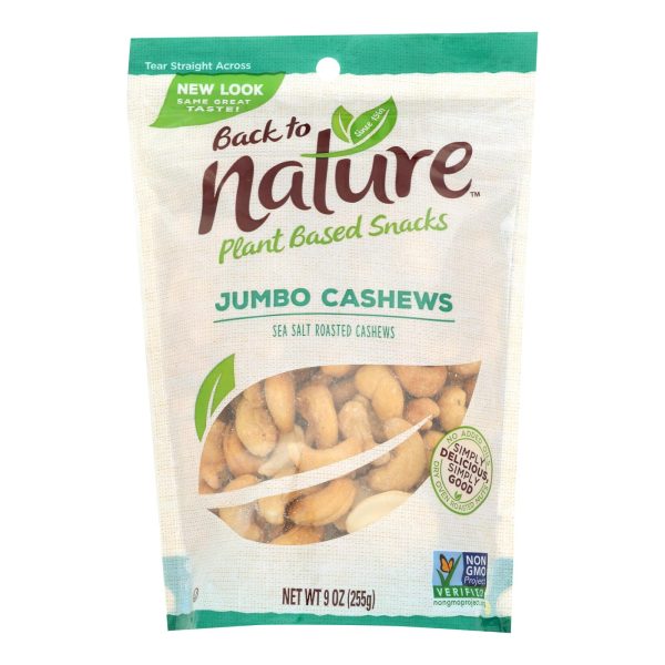 Back To Nature Cashew - Sea Salt Roasted Jumbo - Case of 9 - 9 oz. - Image 3
