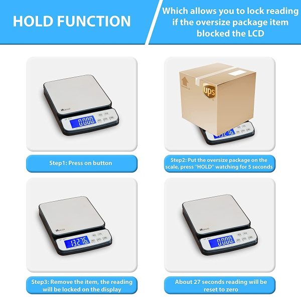 110 LB 50KG Digital Postal Scale, MOCCO Heavy Duty Stainless Steel Multifunctional Shipping Scale 0.1oz   1g Accuracy with Tare Hold and Counting Function for UPS USPS Floor Bench Office Weight - Image 6