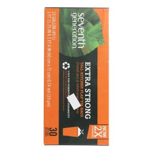 Seventh Generation Extra Strong Tall Kitchen Trash Bags - 13 Gallon - Case of 12 - 30 Count