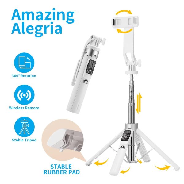 Selfie Stick Tripod with Remote and 2 Fill Light    Phone Tripod Compact 50'' Cell Phone Stand New Travel Wireless Bluetooth Selfie Stick Compatible with iPhone & Smartphones (White) - Image 5