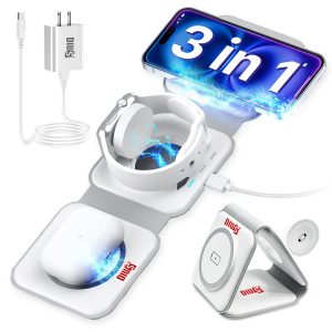 3 in 1 Charging Station for iPhone Wireless Charger Triple Foldable Compact Charger for Apple Products 3 in One Charger for iPhone iWatch and Airpods