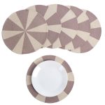 The Fine Living Co. Pinwheel Printed Cotton Braided Placemats (Set of 6 13.5 Inches) Washable Anti Slip Heat Resistant Mats Boho Woven Round Table Mats for House Decor Kitchen and Dining