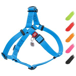 Waterproof Dog Harness   Adjustable Dog Harness for Large Dogs Small and Medium Dogs   Heavy Duty Dog Harness with Durable Metal Clasp and QR Dog Tag   Boy & Girl Dog Harness   Blue (24 35in)
