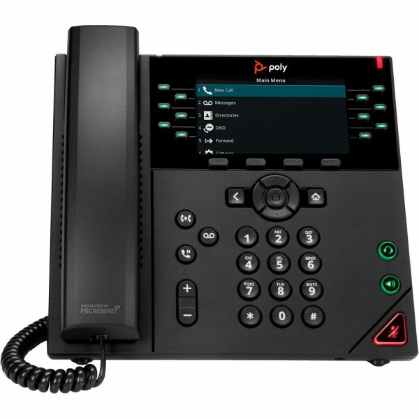 Poly VVX 450 IP Phone - Corded - Corded - Wall Mountable, Desktop - Black - Image 3