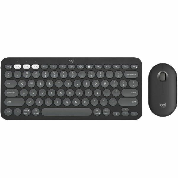 Logitech Pebble 2 Combo, Wireless Keyboard and Mouse, Quiet and Portable, Customizable, Logi Bolt, Tonal Graphite