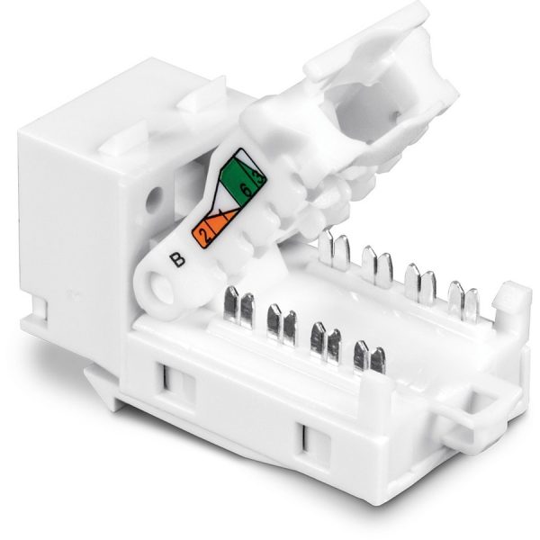 TRENDnet Cat6 Keystone Jack, 25-Pack Bundle, 90° Angle Termination, Compatible With Cat5, Cat5e, Cat6 Cabling, Color-Coded Labeling, Gold-Plated Contacts, Tool-less Design, White, TC-K25C6 - Image 7