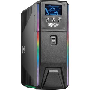 Eaton Tripp Lite Series 600VA 360W 120V Pure Sine Wave Gaming UPS Battery Backup - LCD, AVR, RGB LEDs, USB Charging, Power Saving