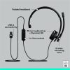 Logitech H570e USB Wired Mono Headset, USB-A, Noise-Canceling Mics, Inline Controls, Certified for Microsoft Teams, Black - Image 8