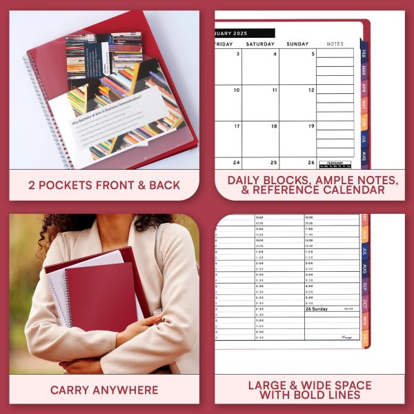 2025 Appointment Book & Planner   6.5 x 8.5 inches Large Tabbed Daily Hourly Weekly Planner Calendar & Schedule Book 30 Minute time Slots Business & Personal Planner Jan 2025  Dec 2025  Maroon - Image 4