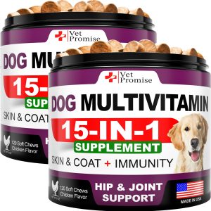 (2 Pack) Dog Multivitamin Chewable with Glucosamine   Dog Vitamins and Supplements   Senior & Puppy Multivitamin for Dogs   Pet Joint Support Health   Immunity   Mobility   Energy   240 Chews