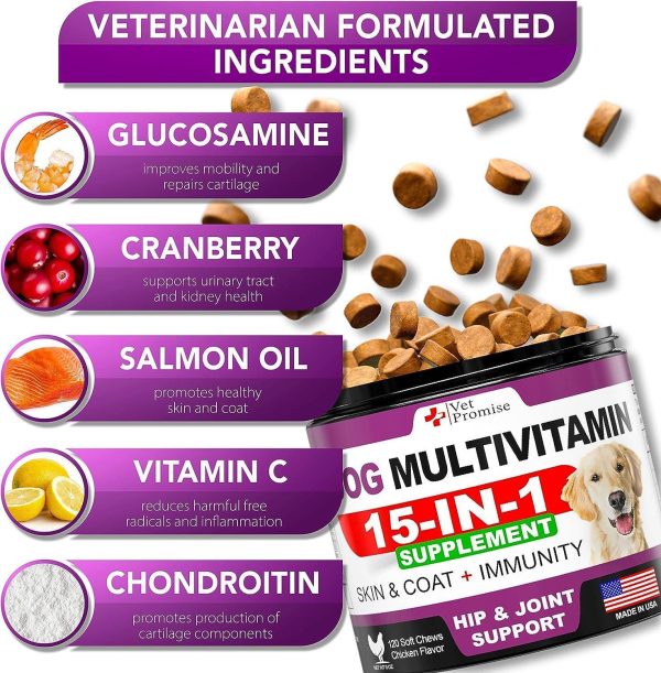 (2 Pack) Dog Multivitamin Chewable with Glucosamine   Dog Vitamins and Supplements   Senior & Puppy Multivitamin for Dogs   Pet Joint Support Health   Immunity   Mobility   Energy   240 Chews - Image 3