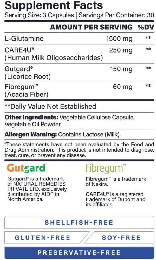1MD Nutrition GutMD - L-Glutamine and Prebiotic for Gut Integrity | Promote Digestive Tract Health | 90 Capsules - Image 2