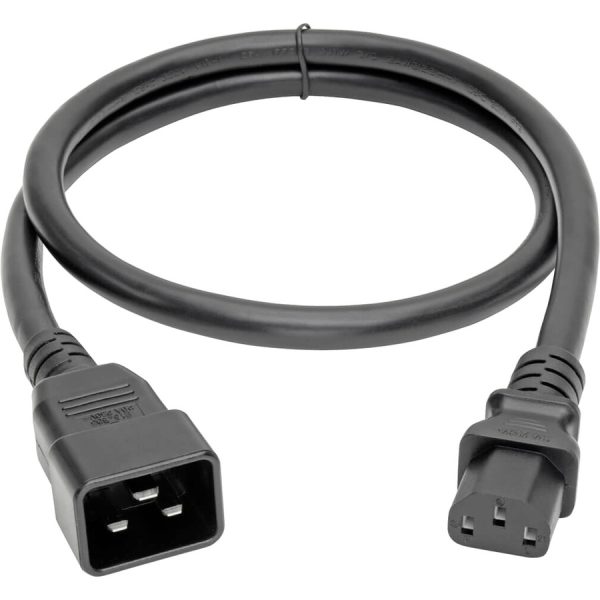 Eaton Tripp Lite Series C20 to C13 Power Cord for Computer - Heavy-Duty, 15A, 100-250V, 14 AWG, 3 ft. (0.91 m), Black - Image 2