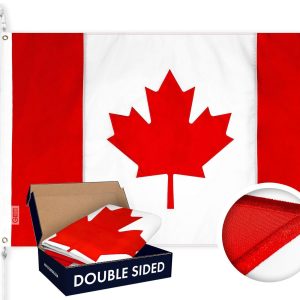 G128 Canada Canadian Flag | 3x6 Ft | Double ToughWeave Series Double Sided Embroidered 210D Poly | Official Proportion, Country Flag, Embroidered Design, Indoor/Outdoor, Brass Grommets, 3-ply