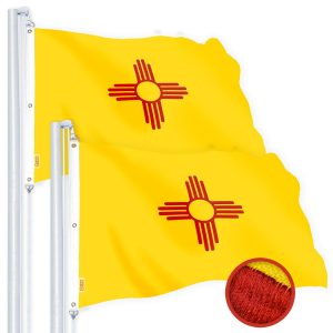 G128 2 Pack: New Mexico NM State Flag | 6x10 Ft | StormFlyer Series Embroidered 220GSM Spun Polyester | Embroidered Design, Indoor/Outdoor, Brass Grommets, Heavy Duty, All Weather