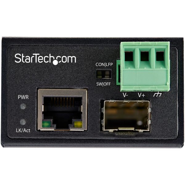 StarTech.com Industrial Fiber to Ethernet Media Converter - 100Mbps SFP to RJ45/CAT6 SM/MM - Fiber to Copper Network - IP-30 12V Input - Image 3