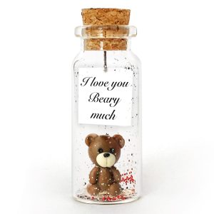 Cute Girlfriend and Boyfriend Gifts   Personalized Anniversary Present for Her Him   Custom Birthday Gift Idea for Women Men (Brown Bear   I Love You Beary Much Gift Bottle)