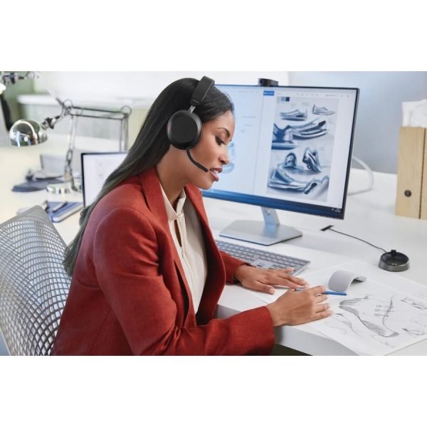 Jabra Evolve2 75 Wireless On-ear Stereo Headset - USB-C - For MS Teams - Black - Binaural - Ear-cup - 3000 cm - Bluetooth - 20 Hz to 20 kHz - MEMS Technology Microphone - Noise Cancelling - Image 5