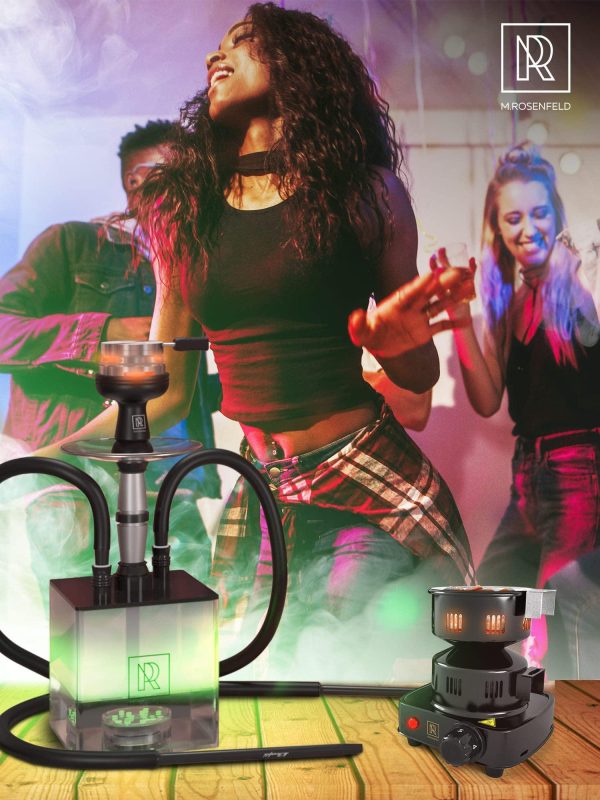 Hookah 2 Hose Hookah Set   YADO Square Hookah To Go with Hookah Charcoal Holder Heat Management Device and Black Silicone Hookah Bowl Set and Bag for Shisha Portable Hookah Set with Everything - Image 7