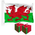 G128 10 Pack: Wales Welsh Flag | 3x5 Ft | LiteWeave Pro Series Printed 150D Polyester | Country Flag, Indoor/Outdoor, Vibrant Colors, Brass Grommets, Thicker and More Durable Than 100D 75D Polyester