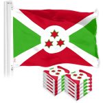 G128 10 Pack: Burundi Umurundi Flag | 3x5 Ft | LiteWeave Pro Series Printed 150D Polyester | Country Flag, Indoor/Outdoor, Vibrant Colors, Brass Grommets, Thicker and More Durable Than 100D 75D Poly