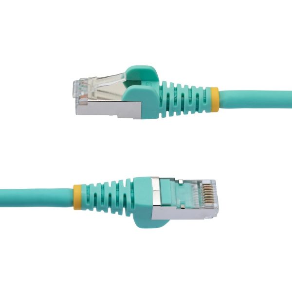 StarTech.com 8ft CAT6a Ethernet Cable, Aqua Low Smoke Zero Halogen (LSZH) 10 GbE 100W PoE S/FTP Snagless RJ-45 Network Patch Cord - Image 3