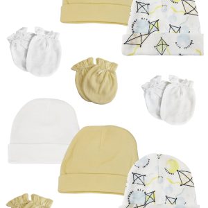 Baby Boy, Baby Girl, Unisex Infant Caps And Mittens (pack Of 12) Nc_0364