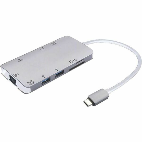 SMK-Link VP6920-2 USB-C Multi-Port Mini Docking Station w/ 4k HDMI, GigE, USB-A, 100W PD, 12 Inch Data Cable SD/microSD