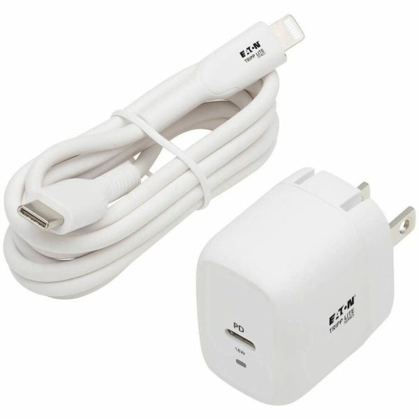 Eaton Tripp Lite Series Compact USB-C Wall Charger with USB-C to Lightning Cable - 18W PD Charging, GaN Technology, White - Image 7