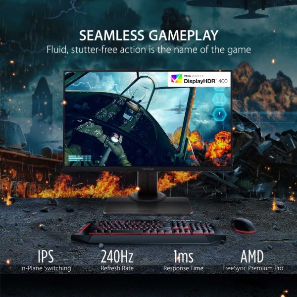 ViewSonic XG2431 24 Inch 1080p 0.5ms 240Hz Gaming Monitor with FreeSync Premium, Advanced Ergonomics, Eye Care, HDR400 - Image 2