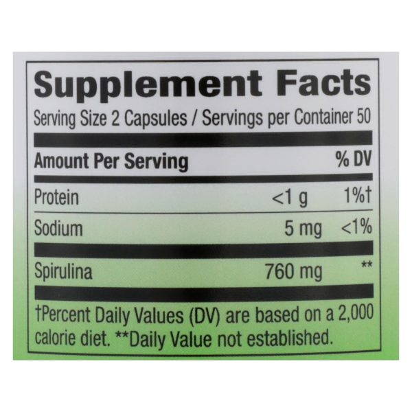 Nature's Way - Spirulina Micro-Algae - 100 Capsules - Image 2