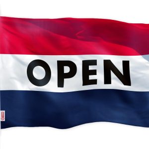 G128 Open Flag | 2x3 Ft | LiteWeave Pro Series Printed 150D Polyester | Commercial Business Flag, Indoor/Outdoor, Vibrant Colors, Brass Grommets, Thicker and More Durable Than 100D 75D Polyester