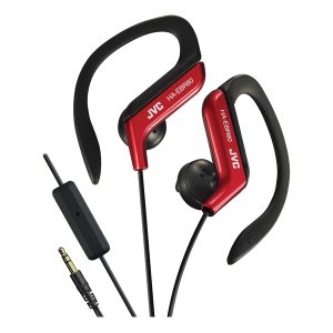 JVC HAEBR80R Sport In-Ear Ear Clip Sport Headphones with Microphone and Remote, HA-EBR80 (Red)