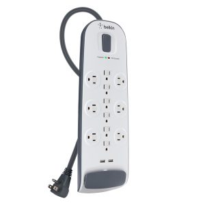 Belkin BV112050-06 3,000-Joules Surge Protector, 12 Outlets plus 2 USB Ports, 6-Ft. Cord with Angled Plug, BSE600-06BLK-WM