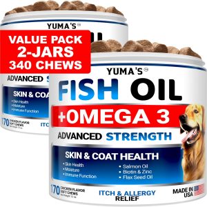 (2 Pack) Omega 3 Fish Oil for Dogs   Skin and Coat Supplement   Omega 3 for Dogs   Dry & Itchy Skin Relief Treatment   Allergy Support   Dog Anti Shedding Treats   Shiny Coats   EPA & DHA   Salmon