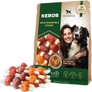 Kabobs Dog Treats with Duck & Chicken Human Grade Meat   All Natural & Organic Pet Dried Snacks Rawhide   Free & Grain Free Long Lasting Chews for Large & Small Dogs   Supports Healthy Teeth