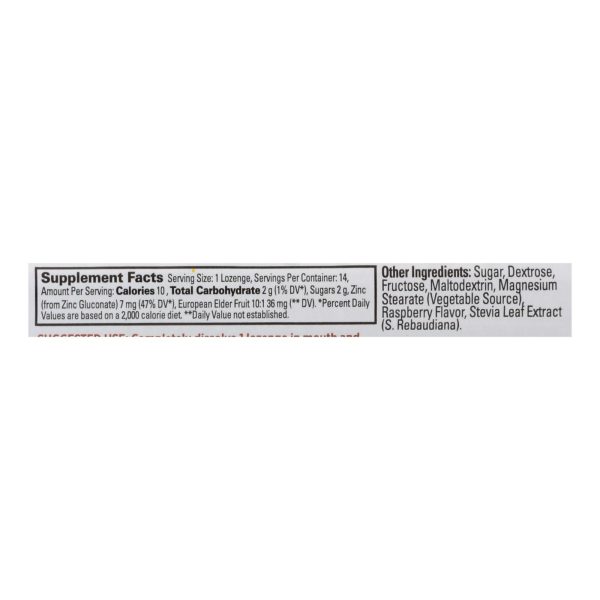 Quantum Zinc Lozenges Elderberry Raspberry - 1.2 oz - Case of 12