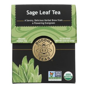 Buddha Teas - Organic Tea - Sage Leaf - Case of 6 - 18 Count