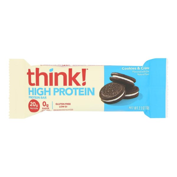 Think Products thinkThin High Protein Bar - Cookies and Creme - 2.1 oz - Case of 10 - Image 2