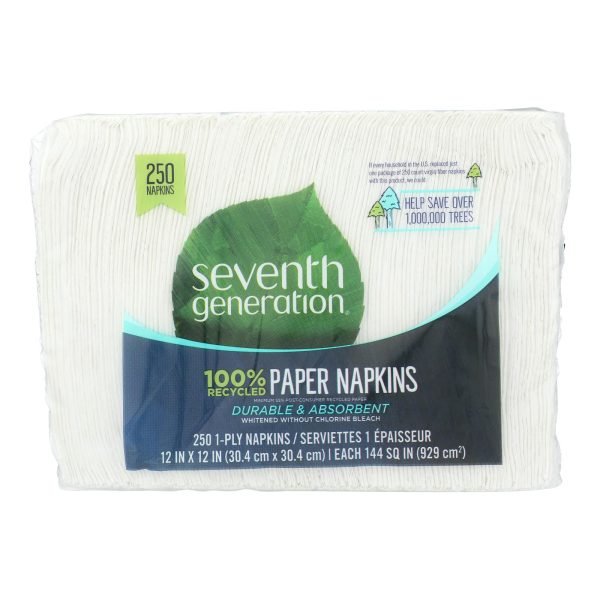 Seventh Generation Recycled Napkins - White - Case of 12 - 250 Count