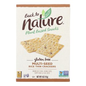 Back To Nature Multi Seed Rice Thin Crackers - Brown Rice Sesame Seeds Poppy Seeds and Flax Seed - Case of 12 - 4 oz.