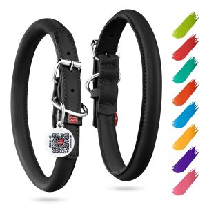 WAUDOG Ultra Soft Rolled Leather Dog Collar for Small Dogs   Soft Padded Dog Collars for Medium Dogs   Puppy Collars for Large Breed Dogs   Male and Female Dog Collar
