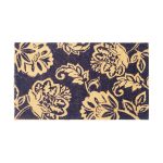 Coir Door Mat Entryway Floor Mats with Non Slip PVC Backing Indoor Outdoor Mat for Front Door Decor Home and Office Welcome Mats with Floral Print Navy Blue 30 x17
