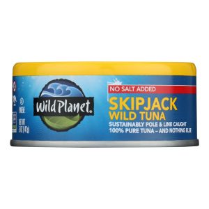 Wild Planet Wild Skipjack Light Tuna - No Salt Added - Case of 12 - 5 oz.