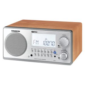 Sangean WR2WAL Tabletop Retro Wooden-Cabinet Digital AM/FM/Clock Radio with Remote, Walnut, WR-2