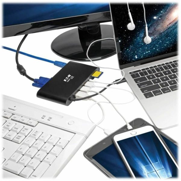 Eaton Tripp Lite Series USB-C Dock, Dual Display - 4K HDMI / mDP, VGA, USB 3.x (5Gbps), USB-A/C Hub, GbE, Memory Card, 100W PD Charging - Image 2