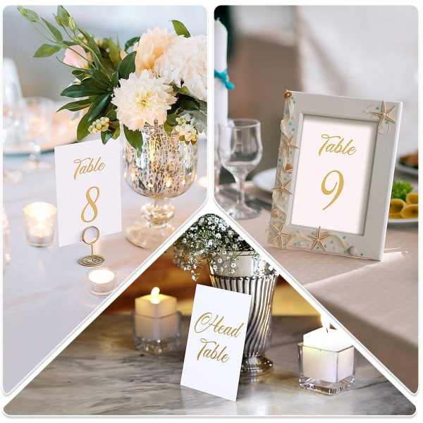 Gold Table Numbers 1 30 for Wedding Reception   Gold Foil Table Number Cards 4x6 Inch with Head & Gift Table   Restaurant Table Numbers   Wedding Numbers for Tables Card Stock Wedding Table Numbers - Image 7