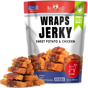 Chicken Jerky Dog Treats Human Grade   Grain Free Organic Meat   All Natural High Protein Dried Strips   Best Chews for Training Small & Large Dogs   Bulk Soft Pack Made for USA 24 Oz. (Sweet Potato)